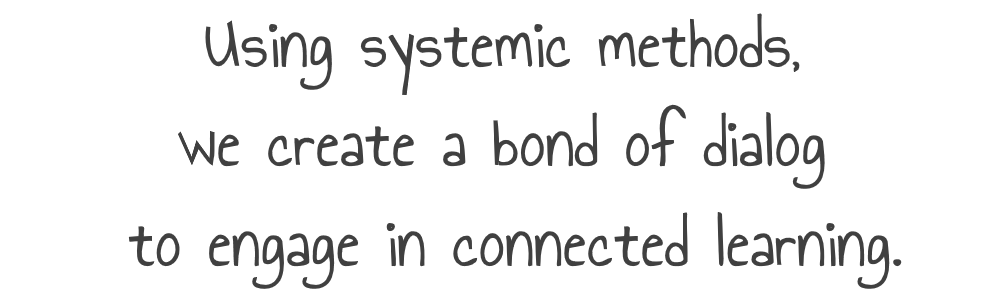 Using systemic methods, we create a bond of understanding to engage in connected learning.